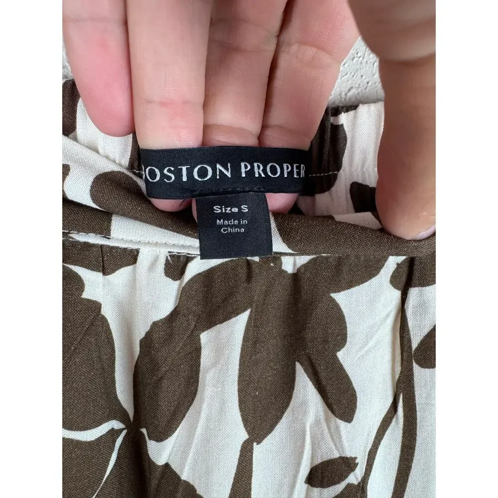 Boston Proper Brown and white floral lace skirt Womens size Medium